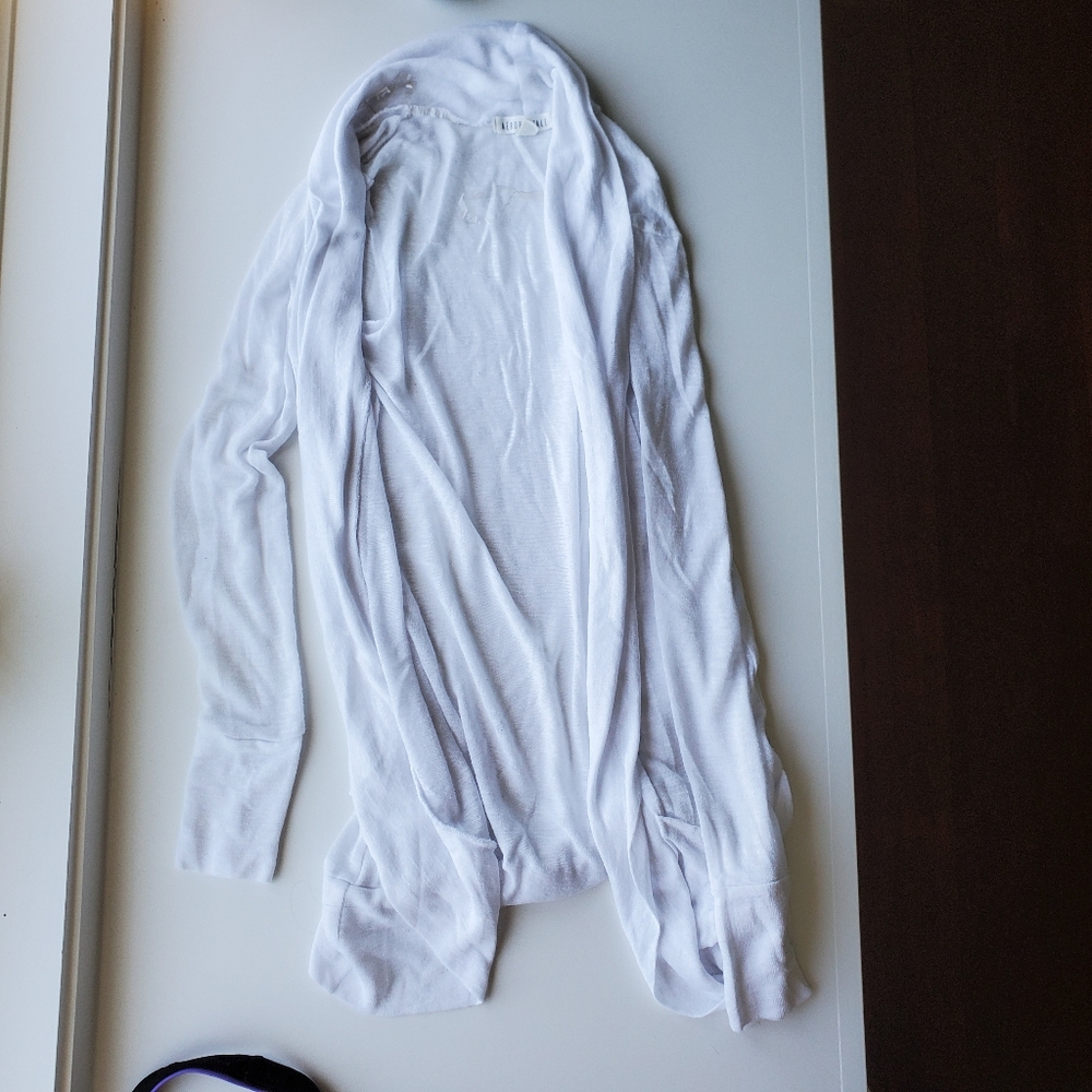 White Long Cardigan Sweater with Pockets